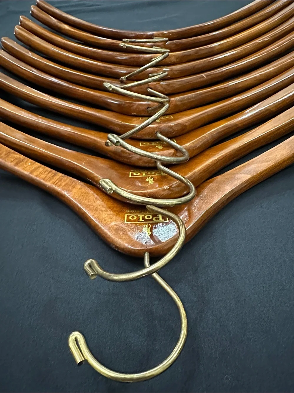 Polo Ralph Lauren With Pony Solid Wood Vintage Hangers - Lot of 10